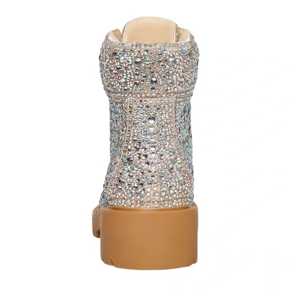 Betsey Johnson sparkly gemstone Glittering high Ankle Boot rhinestone bling 6 - Picture 8 of 14